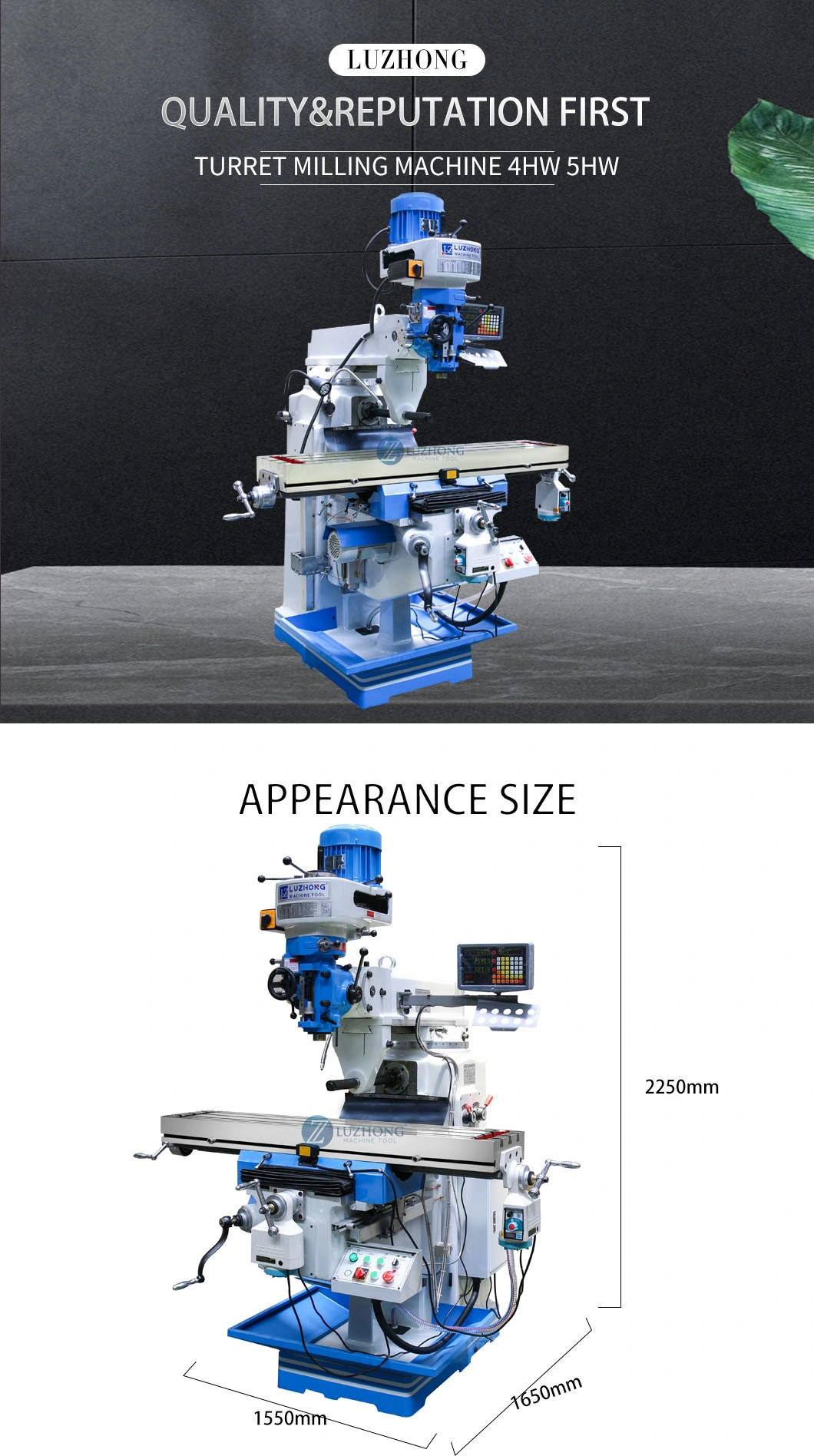 High quality Knee type 4HW 5HW Horizontal Vertical Universal Turret Milling Machine