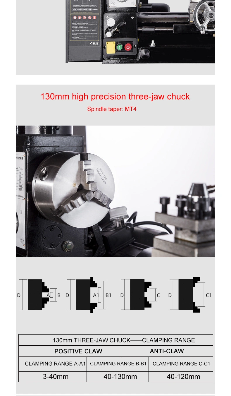 Small Combination Lathe and Milling Machine Mini Lathe Mill Drill Combo with CT300