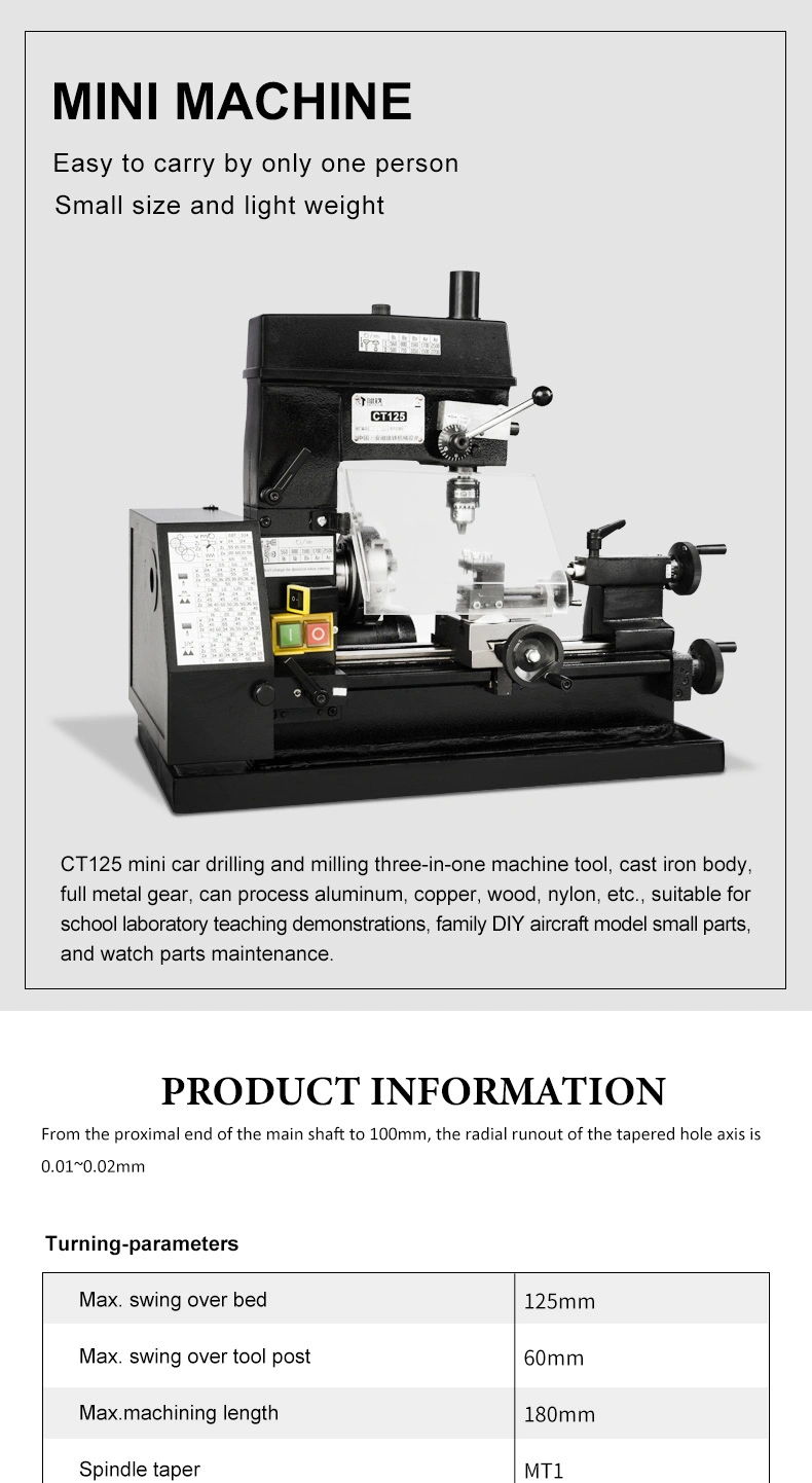 High Precision Variable Speed Combo Lathe 180W Combo Lathe/Mill/Drill